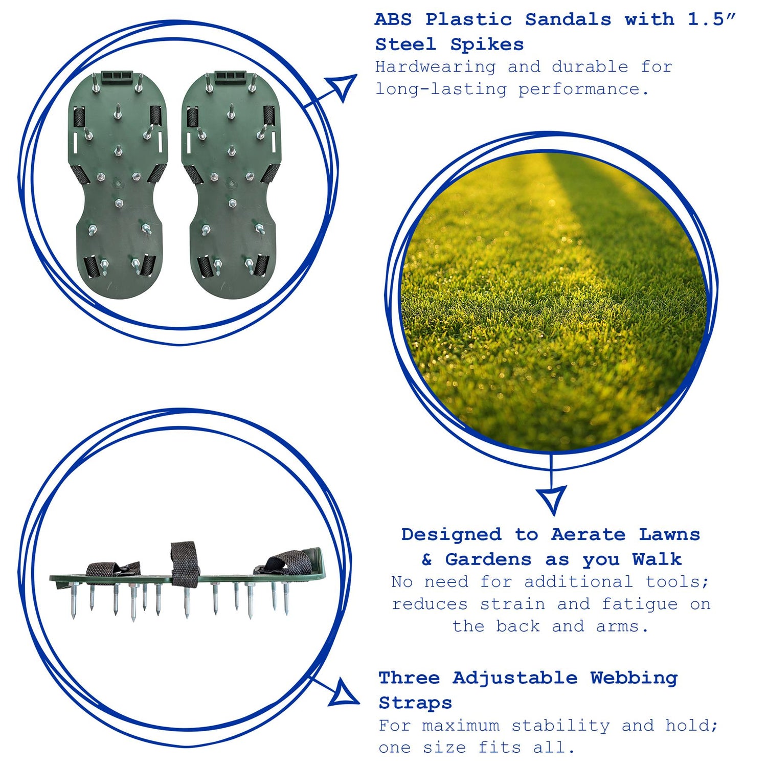 Lawn Aerator Shoes with Hook &amp; Loop Straps