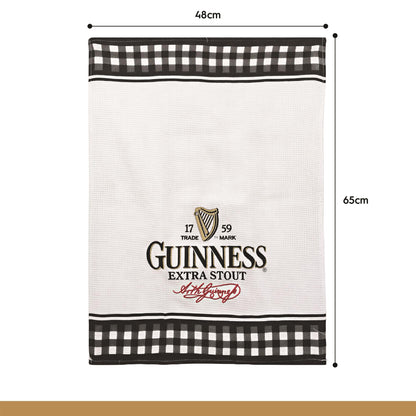 Guinness Label Waffle Tea Towel - 48 x 65cm - White/Black
