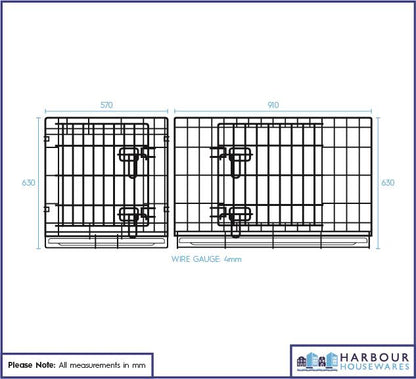 2 Door Metal Dog Crate with Removable Tray - Large