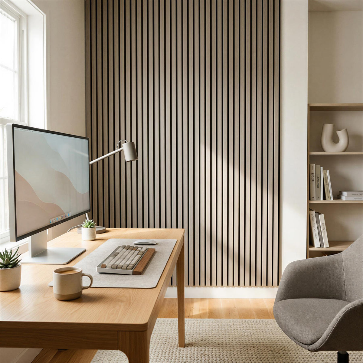 Wooden Acoustic Wall Panel - 120 x 60cm - Grey/Black