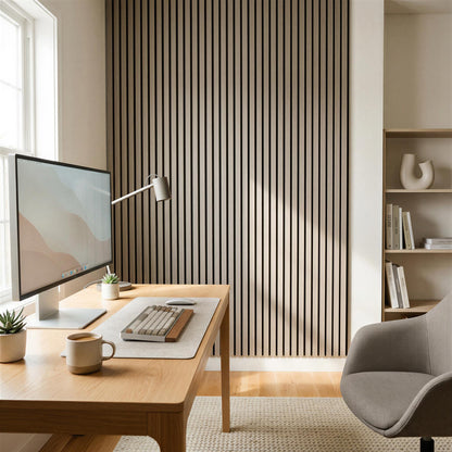 Wooden Acoustic Wall Panel - 120 x 60cm - Grey/Black