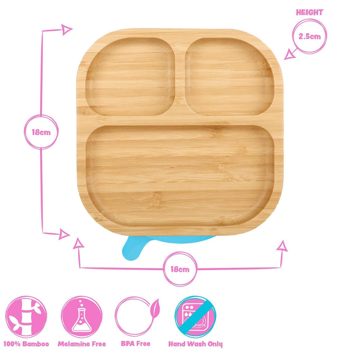 Divided Bamboo Baby Suction Plate