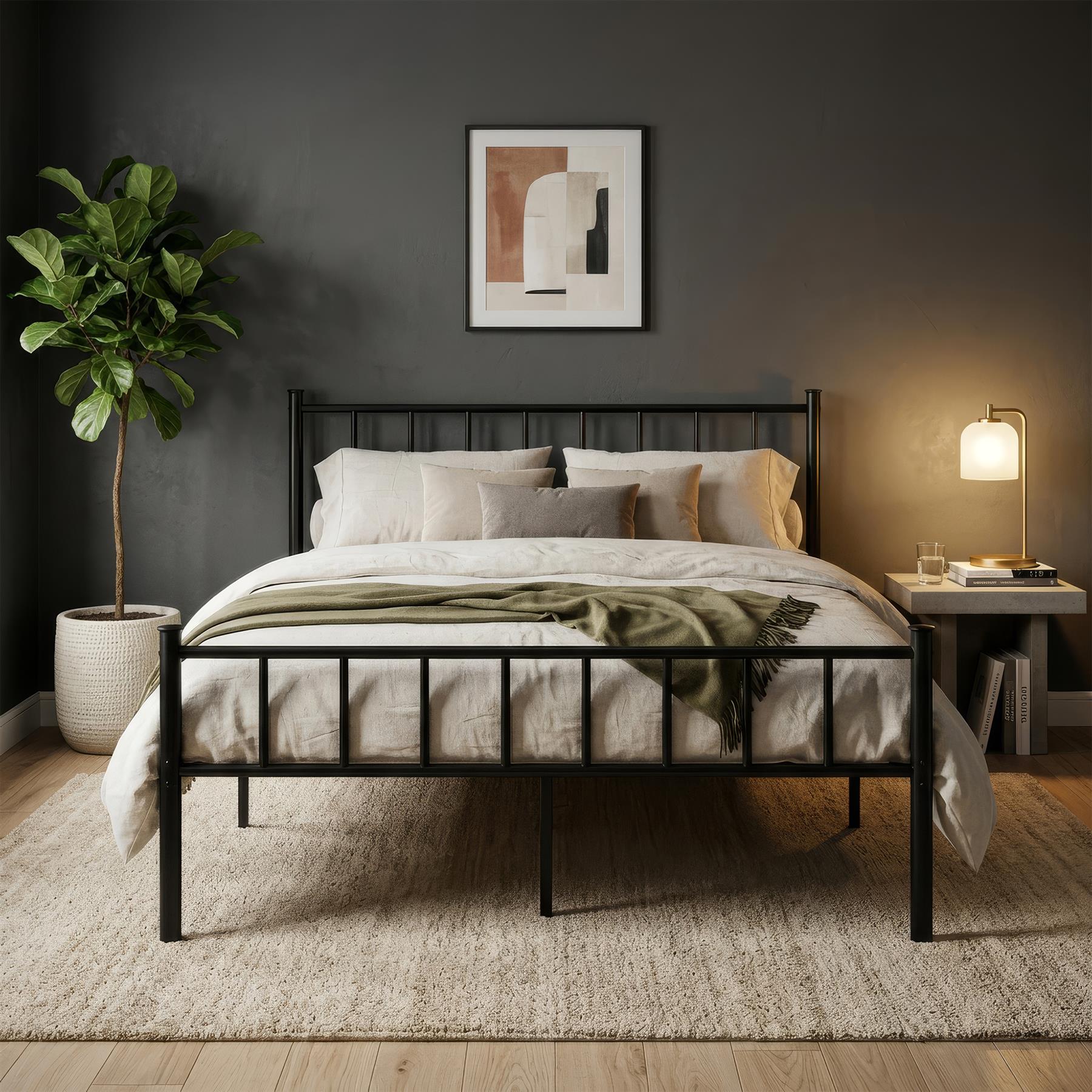 Double Metal Bed Frame - 4ft 6" - Black