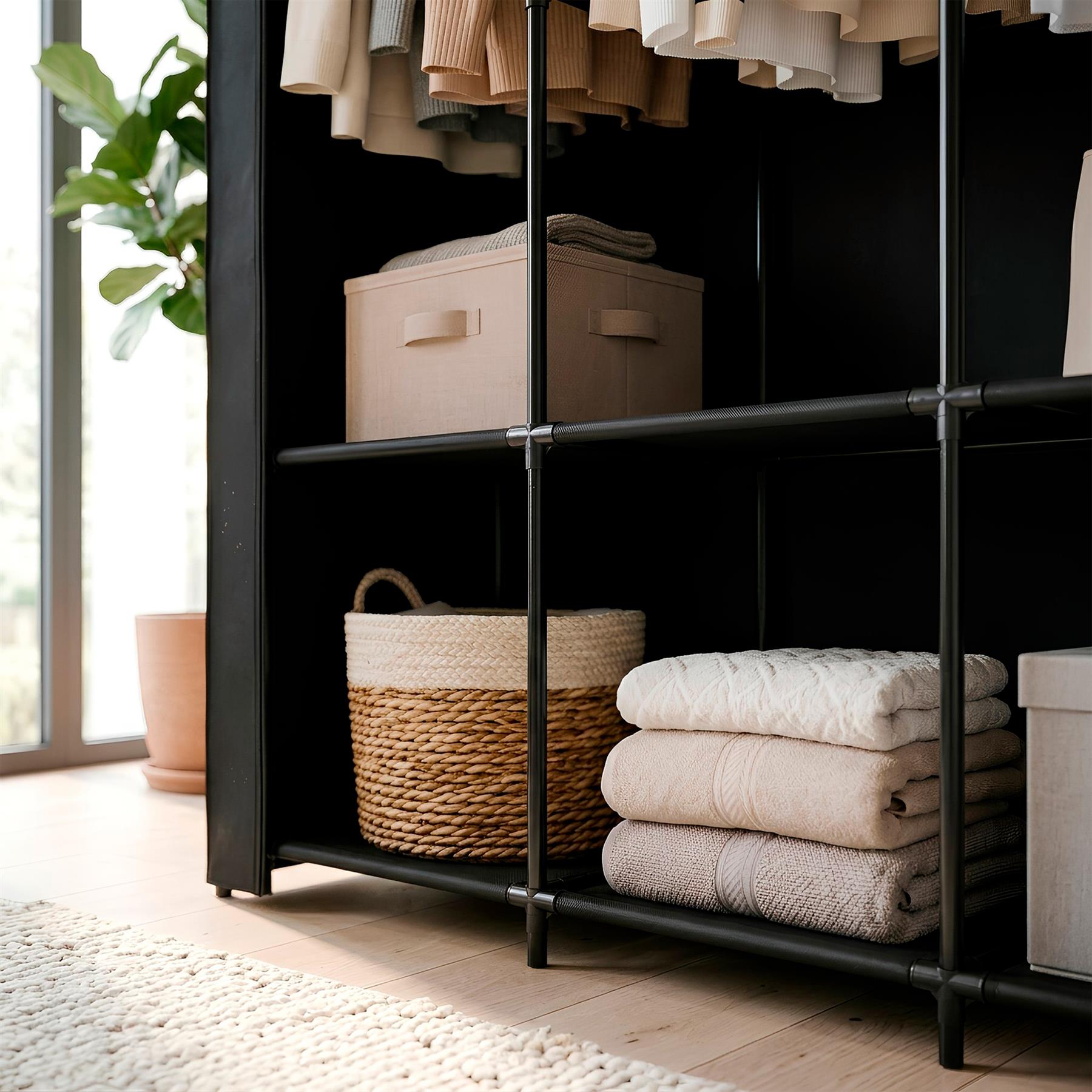 Portable Fabric Wardrobe - 211 x 45 x 167cm - Black