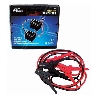 Car Battery Jump Leads with Heavy-Duty Clamps - 2.4M - By Pro User