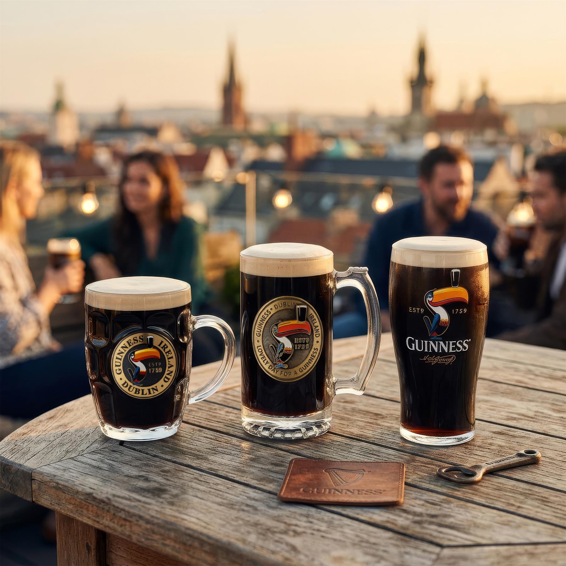 Guinness 2pc Toucan Pint Glass with Bottle Opener Set