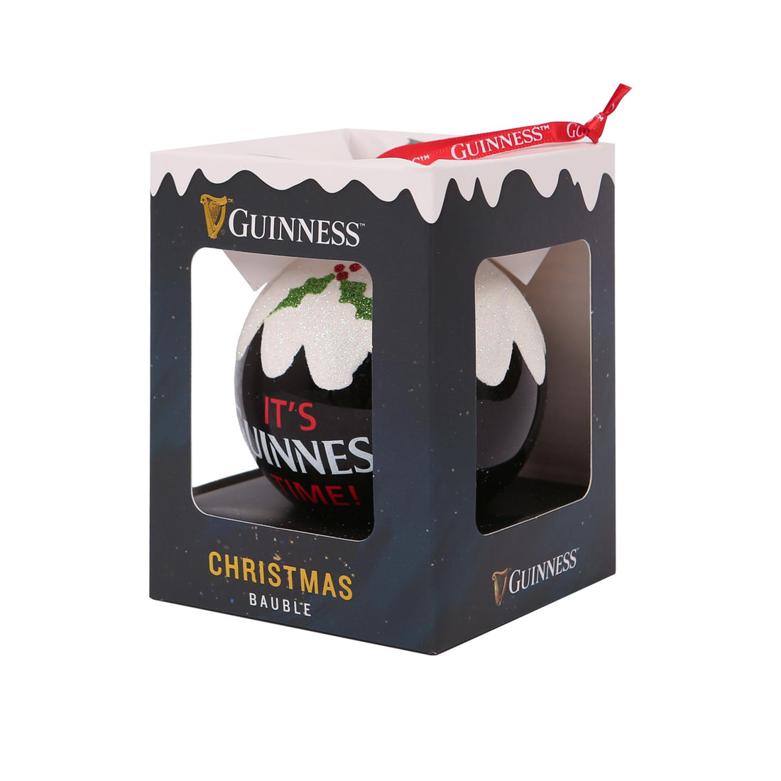 Guinness Tulip Pint Glass Christmas Bauble - 8cm - Black/Red