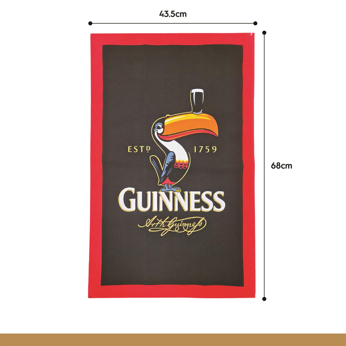 Guinness Toucan Tea Towel - 43.5 x 68cm - Black/Red