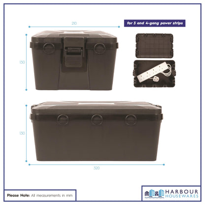 Weatherproof Outdoor Electrical Box - Large - Black