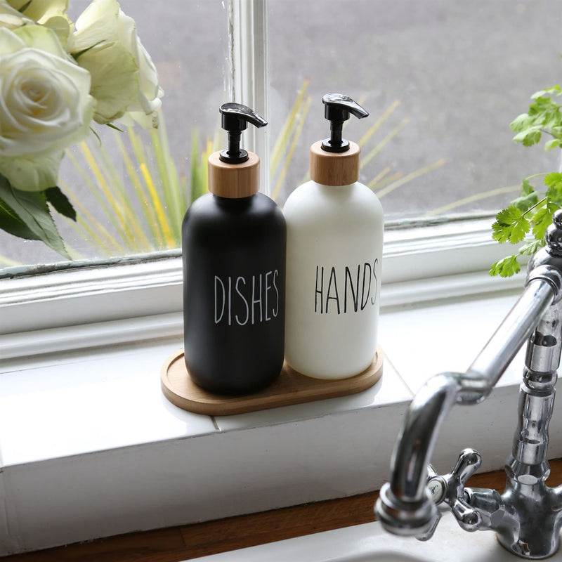 Glass Dish Soap Dispenser - 500ml - Black - By Harbour Housewares