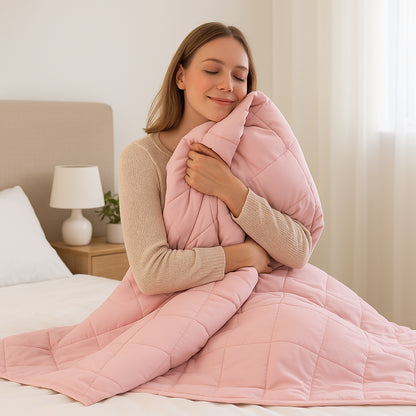 Weighted Blanket with Storage Bag - 125 x 150cm - 4kg - Pink