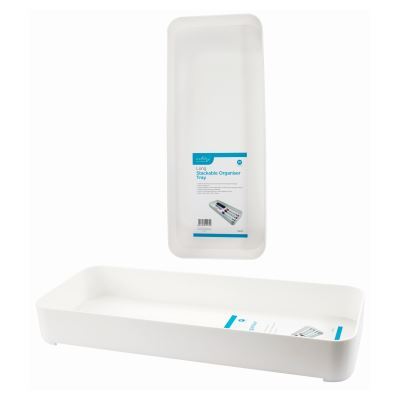 Plastic Stackable Storage Bin - 15cm x 15cm x 5cm - White - By Ashley