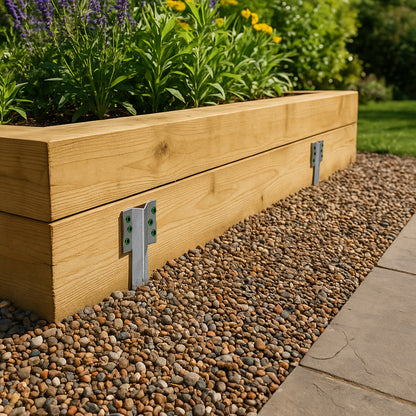 Galvanised Steel Railway Sleeper Brackets - 40cm - Pack of 10