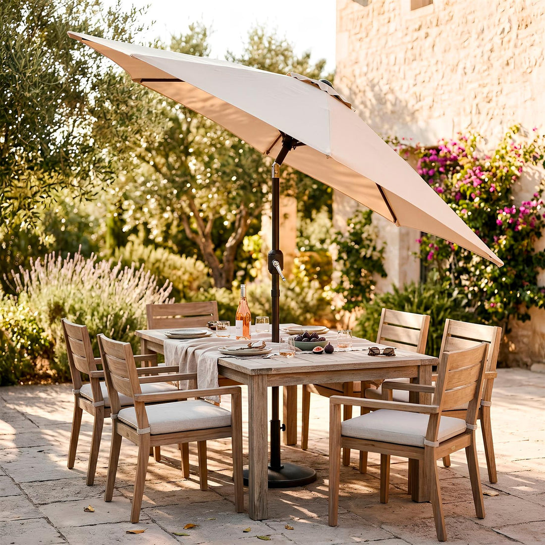 2.7M Tilting Garden Parasol - Natural
