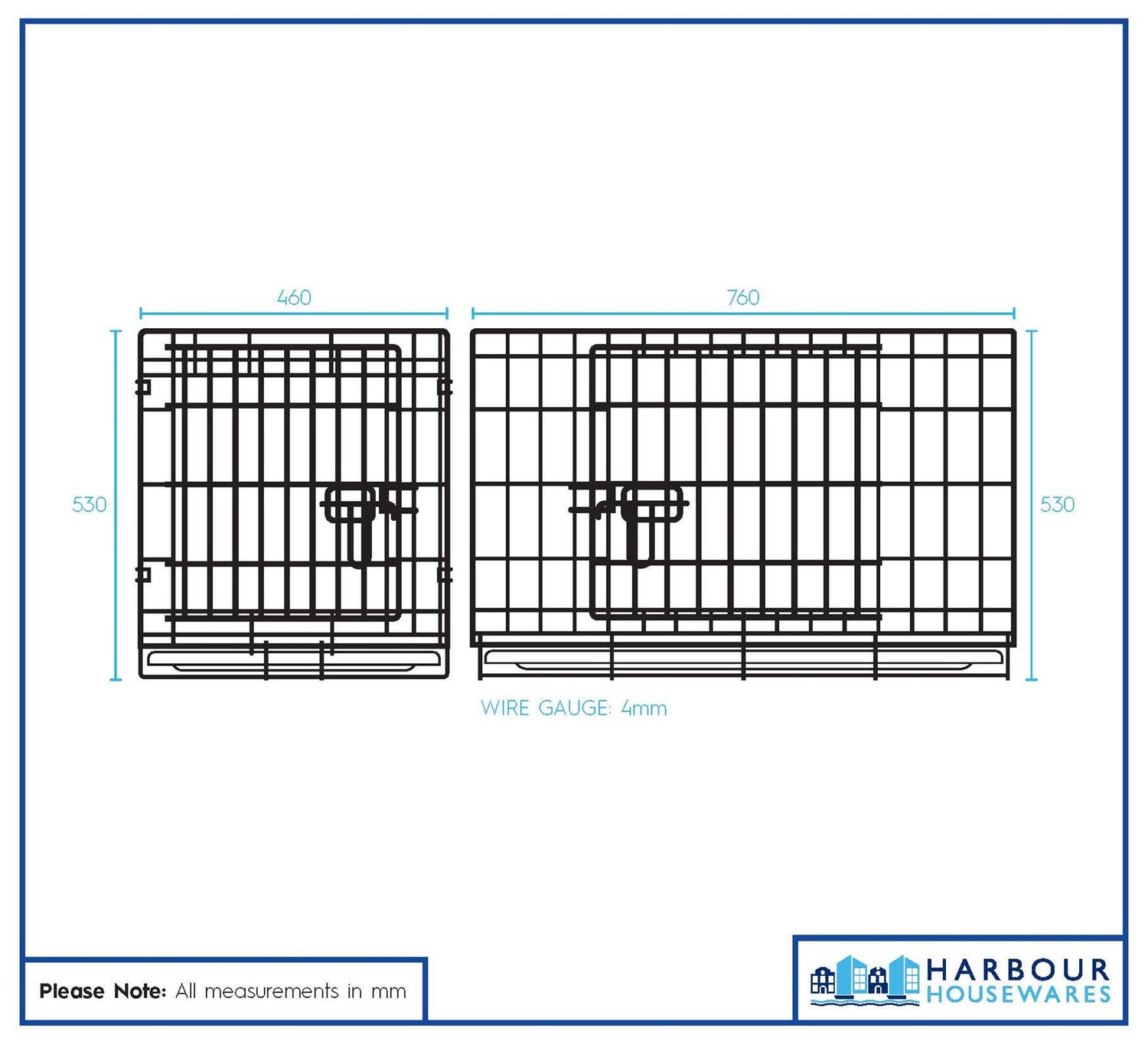 2 Door Metal Dog Crate with Removable Tray - Medium