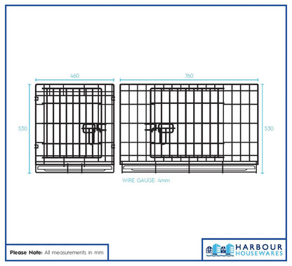 2 Door Metal Dog Crate with Removable Tray - Medium