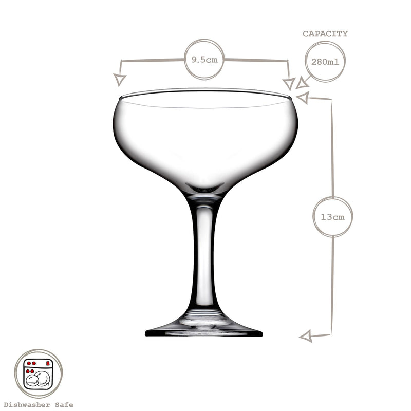 280ml Bistro Glass Champagne Saucer - By Pasabahce