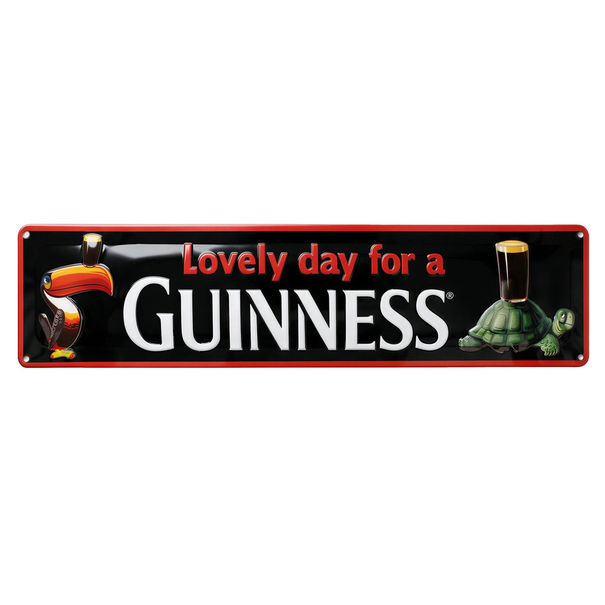 Guinness Toucan Metal Tin Sign - 50 x 12cm - Black/Red