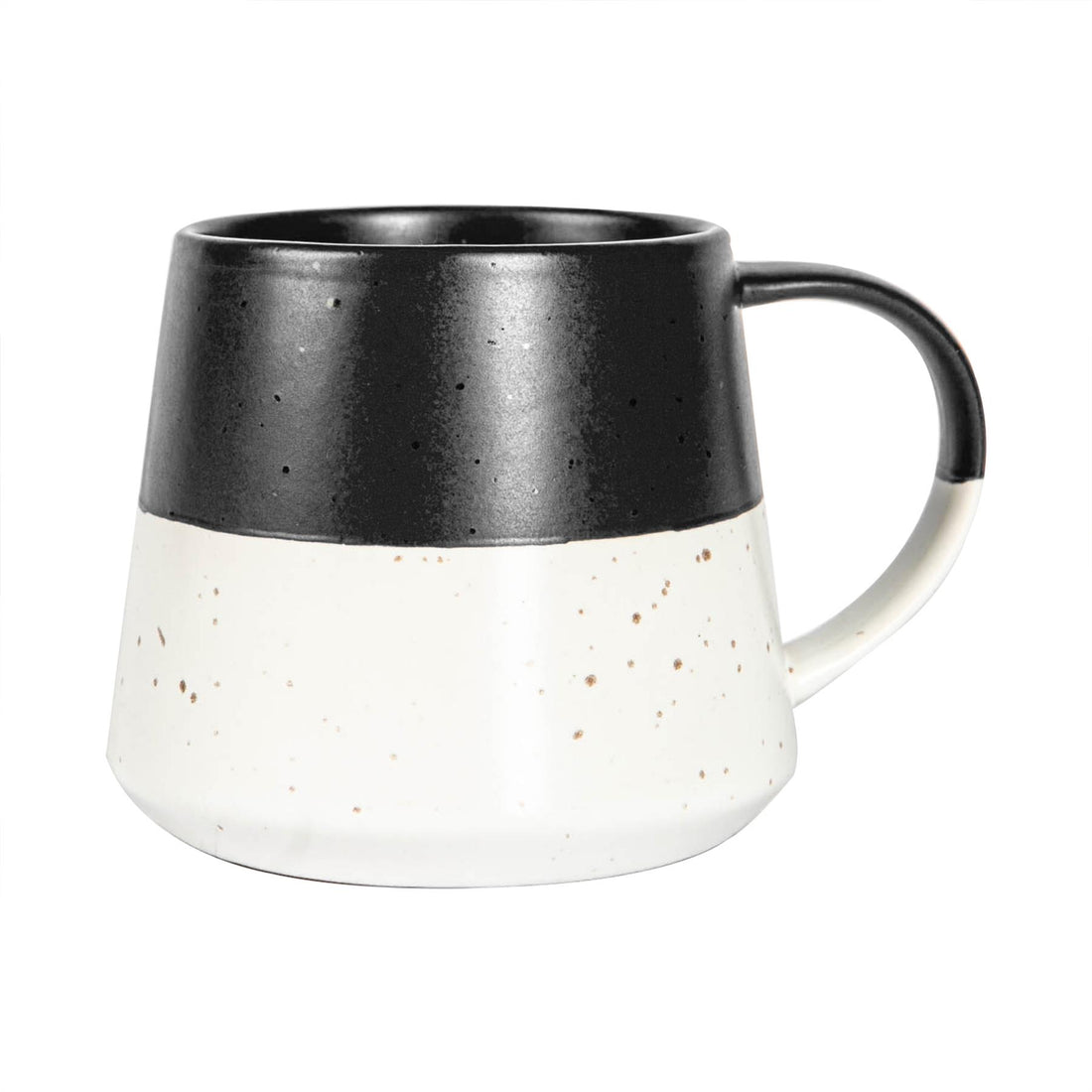 370ml Colour Block Flecked Stoneware Belly Coffee Mug - Black