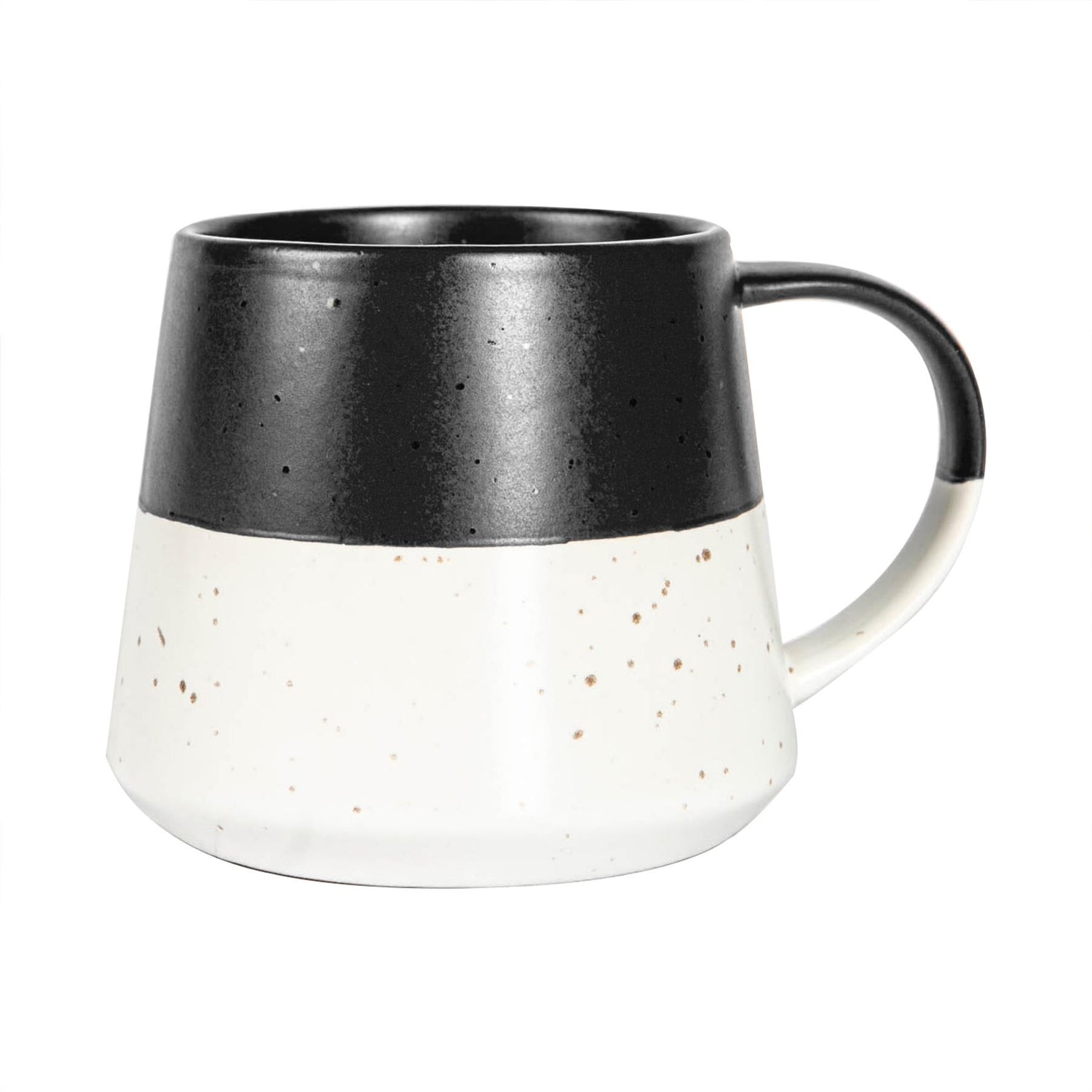 370ml Colour Block Flecked Stoneware Belly Coffee Mug - Black