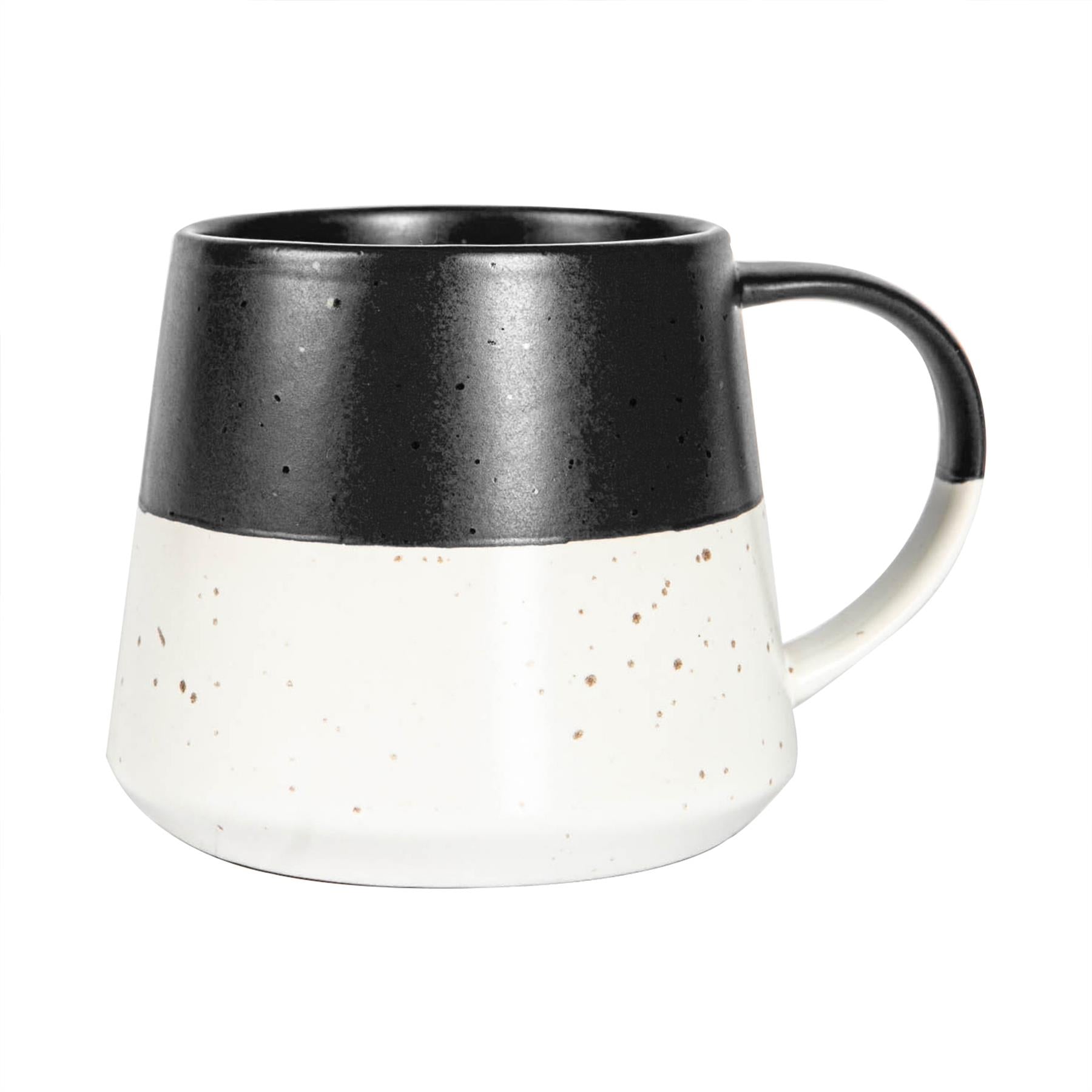 370ml Colour Block Flecked Stoneware Belly Coffee Mug - Black