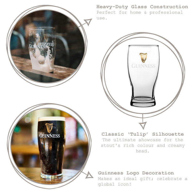 Guinness Pint Glass - 568ml (20oz) - By Rink Drink