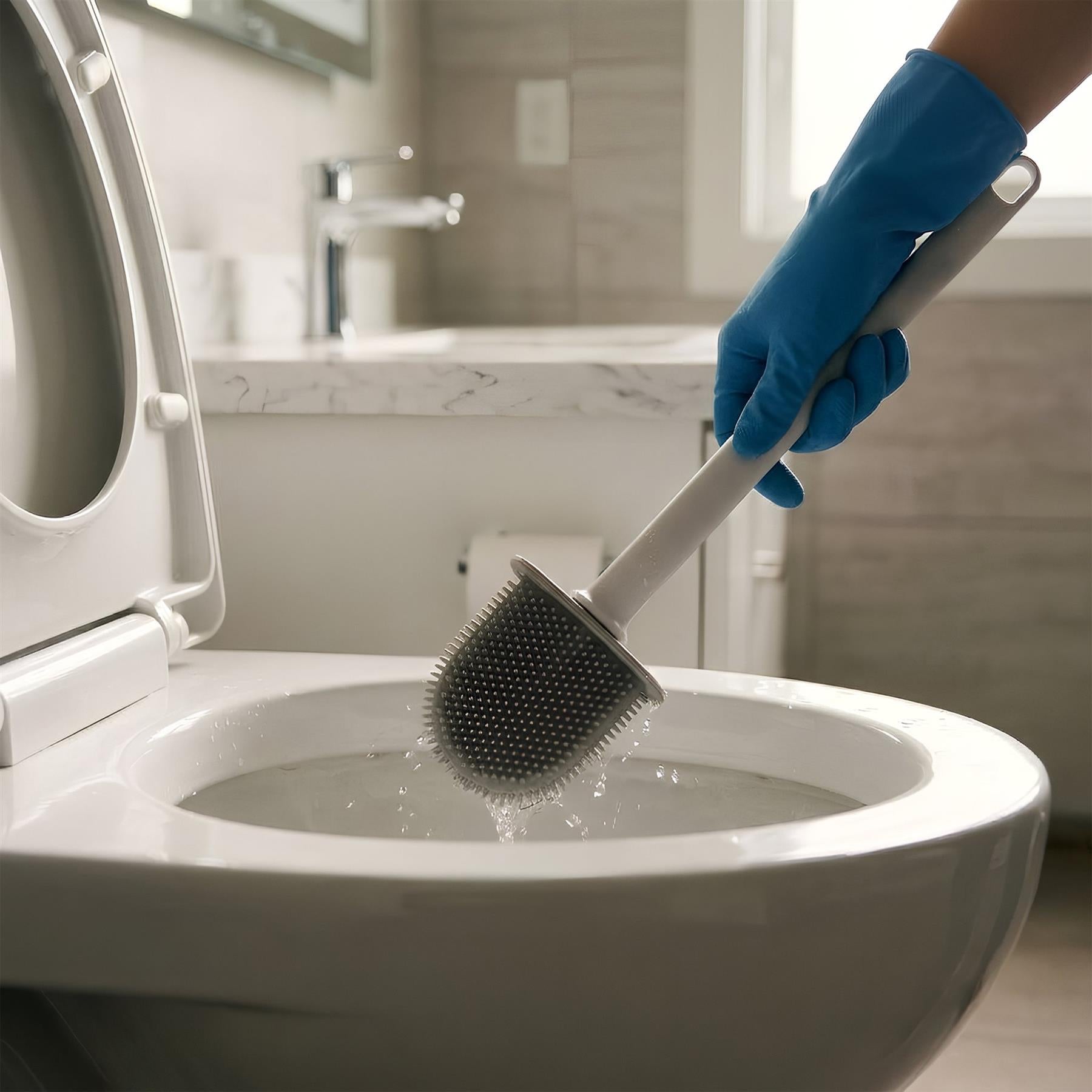 Wall-Mounted Toilet Brush and Holder Set - White