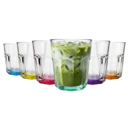 285ml Panelled Glass Tumbler with Coloured Base