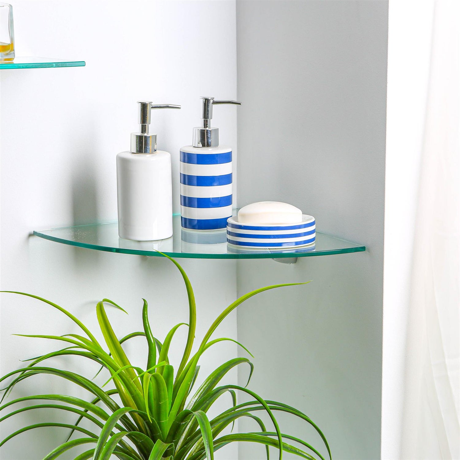 Floating Glass Corner Shelf - 30cm