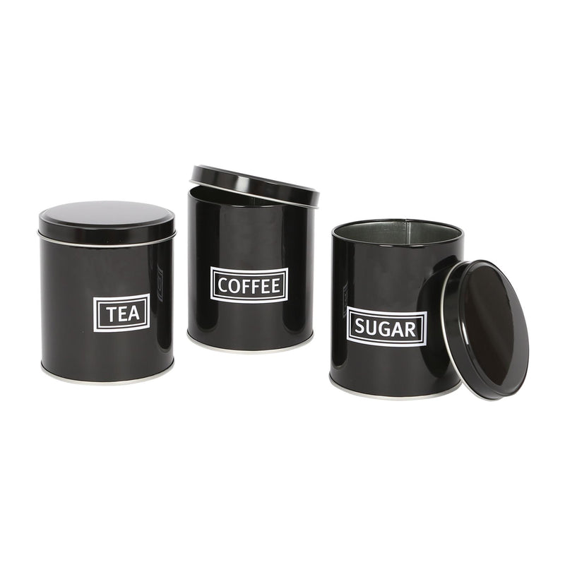 3pc Round Metal Tea Coffee Sugar Canister Set - By Harbour Housewares