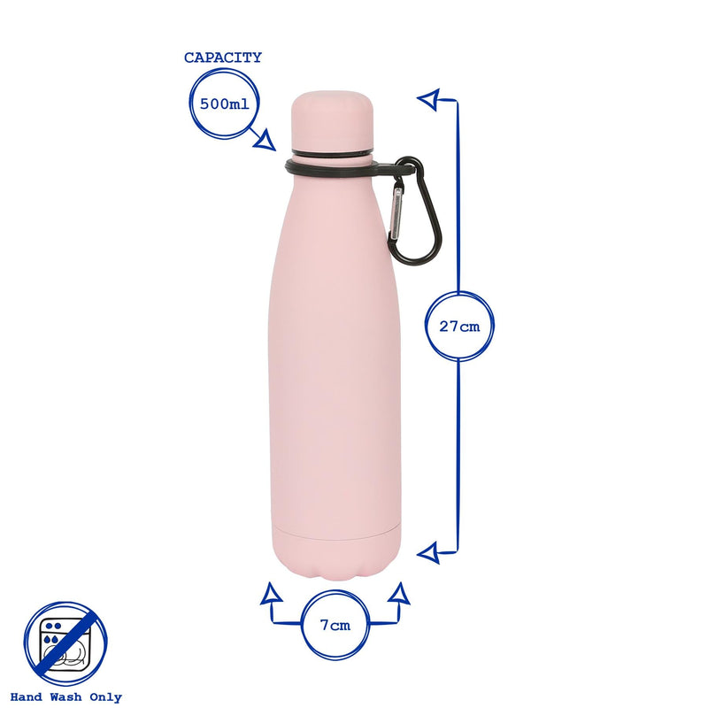 Stainless Steel Water Bottle with Carabiner Clip - 500ml - By Harbour Housewares