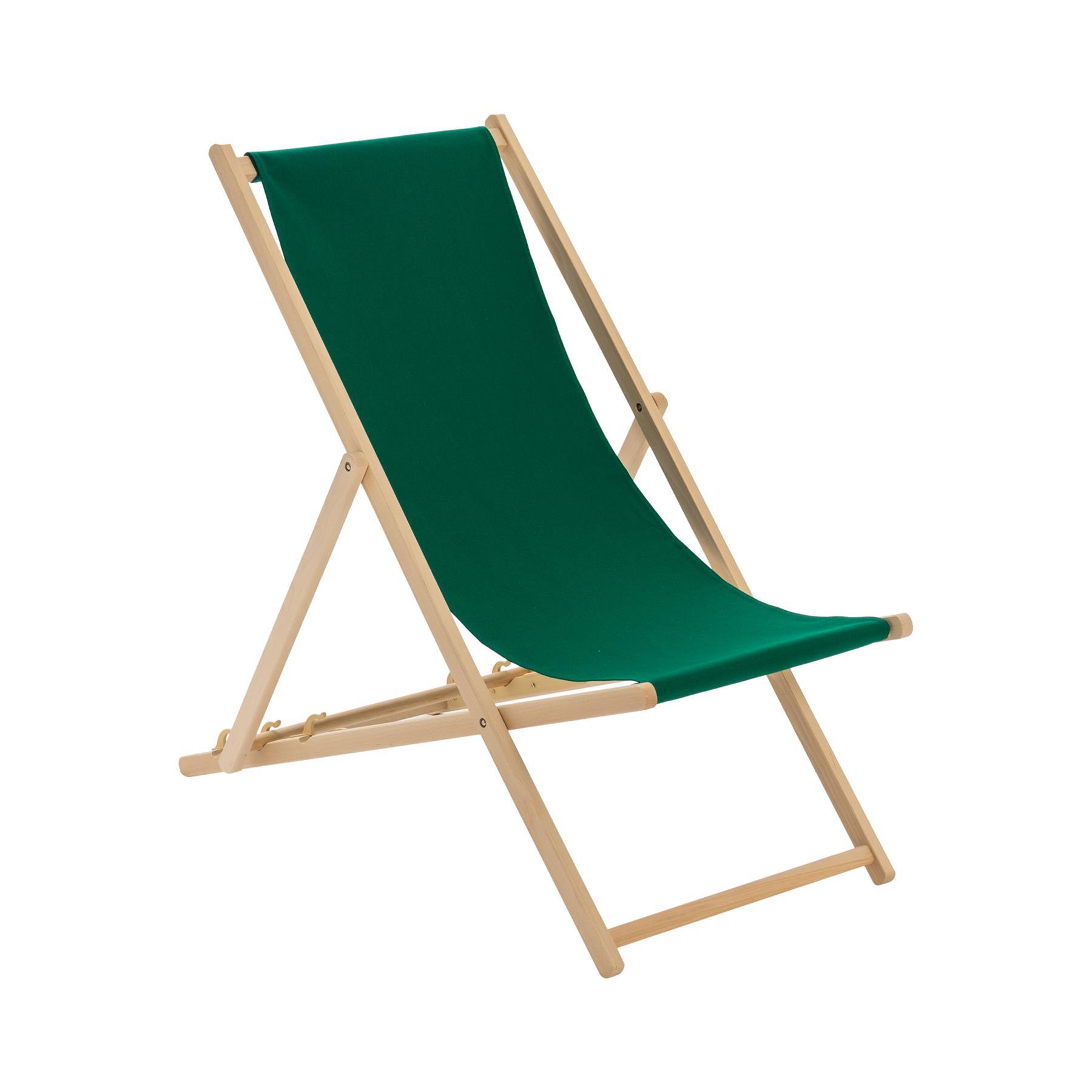 Harbour Housewares Beach Deck Chair - Green with Beech Wood Frame