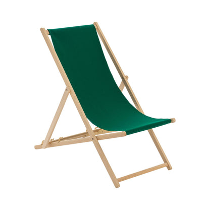 Harbour Housewares Beach Deck Chair - Green with Beech Wood Frame