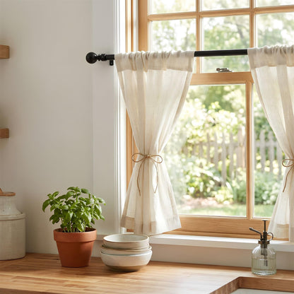 Extendable Metal Ball Curtain Pole Kit - 83 to 120cm - Matt Black