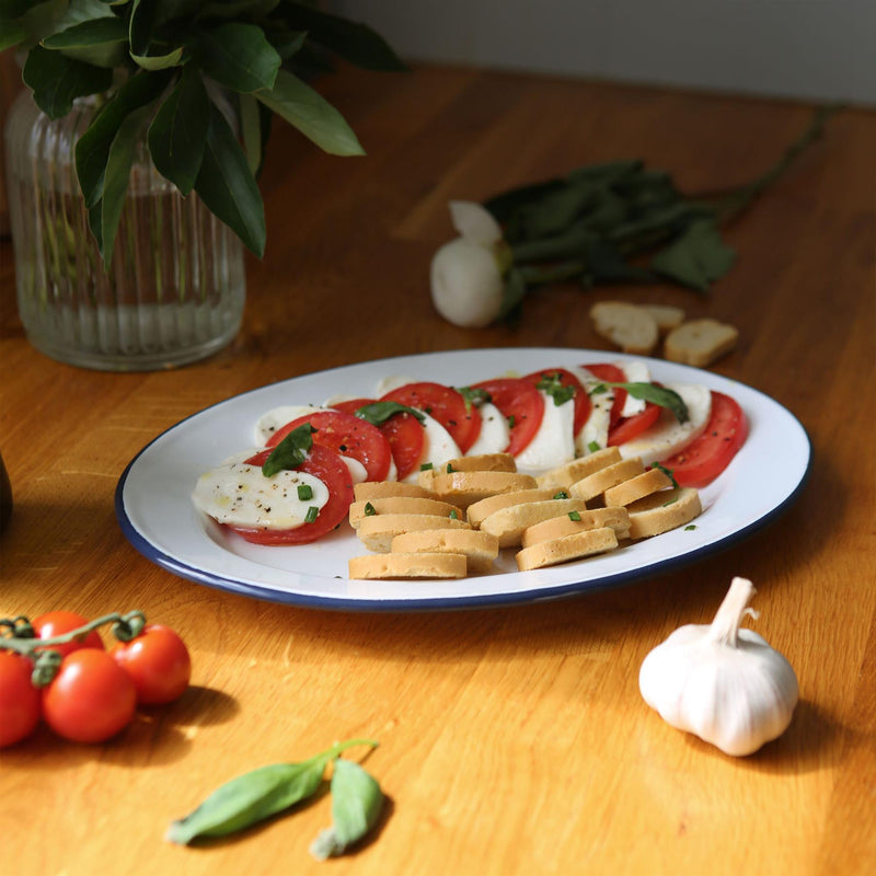 White Enamel Serving Platter - 30cm x 22cm - By Argon Tableware