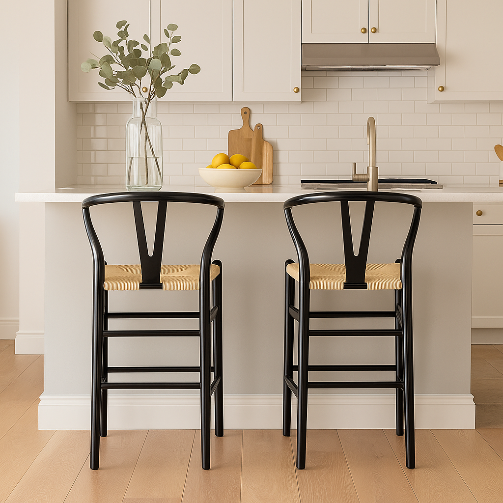 Wooden Wishbone Bar Stool