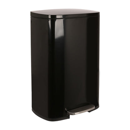 50L Square Stainless Steel Kitchen Pedal Bin - Black