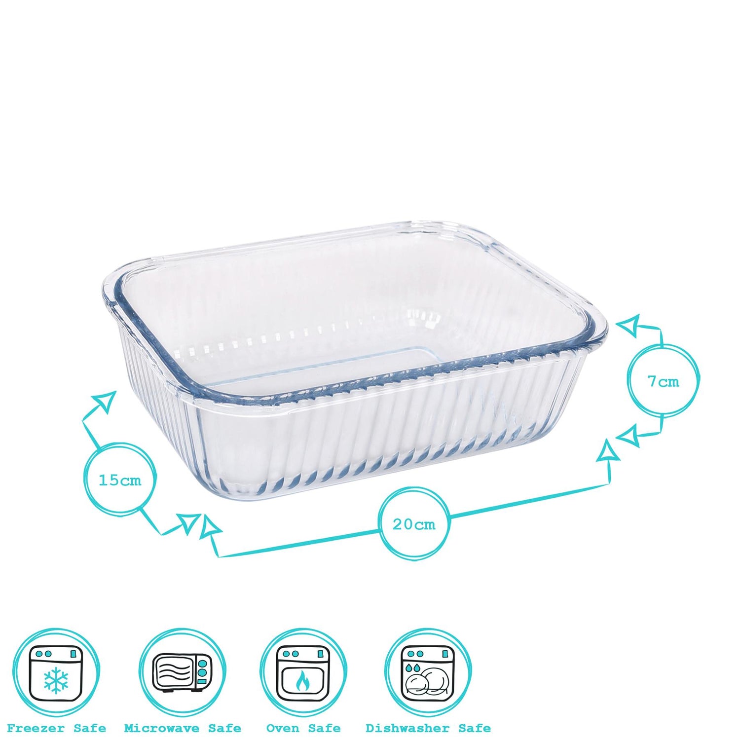 Optical Rectangular Glass Cake Dish - 20cm x 15cm
