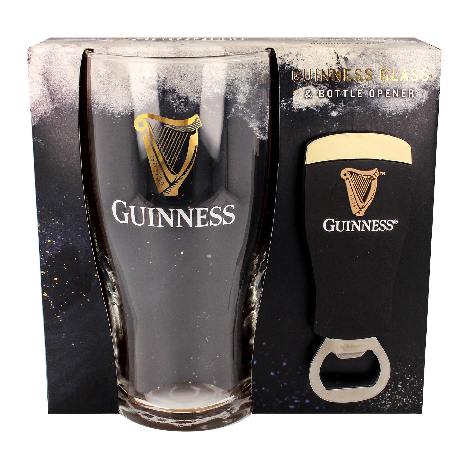 Guinness 2pc Tulip Pint Glass with Bottle Opener Set