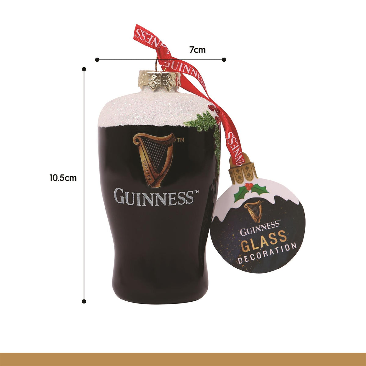 Guinness Tulip Pint Glass Christmas Tree Decoration - Black
