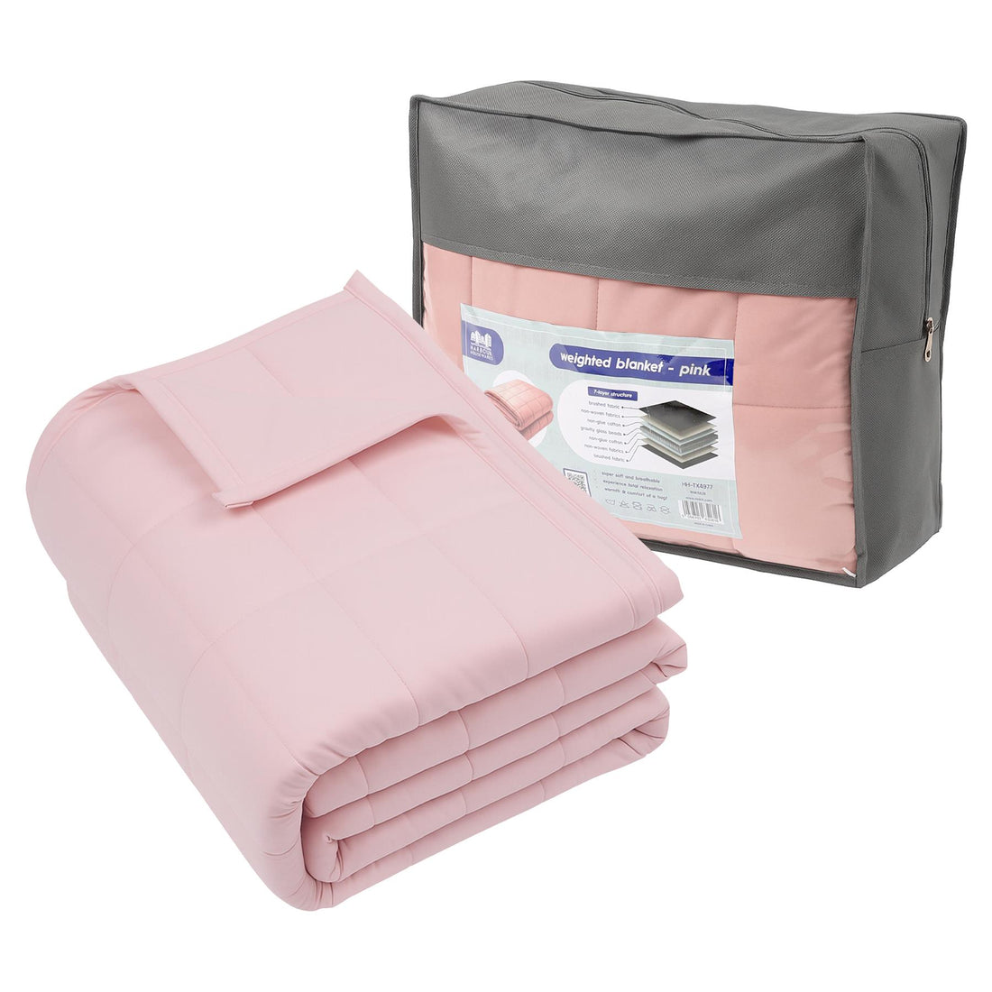 Weighted Blanket with Storage Bag - 150 x 200cm - 8kg - Pink