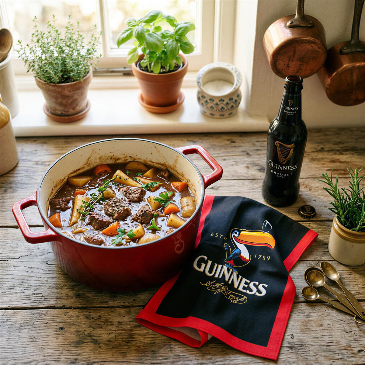 Guinness Toucan Tea Towel - 43.5 x 68cm - Black/Red