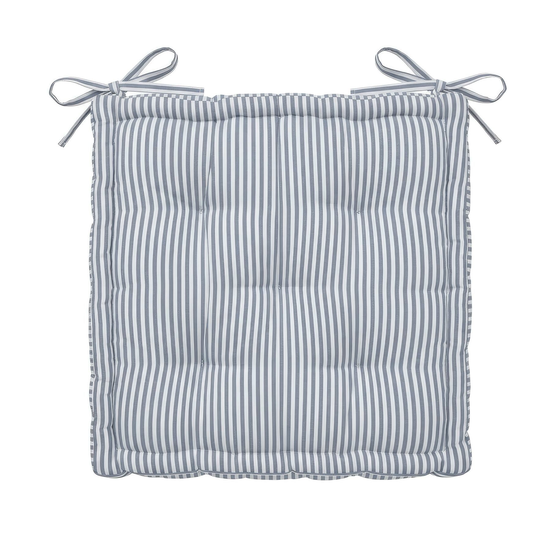 Deluxe Square Seat Pad - 40 x 40cm - Grey Stripe
