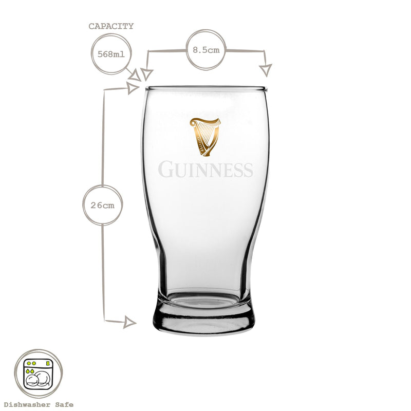 Guinness Pint Glass - 568ml (20oz) - By Rink Drink