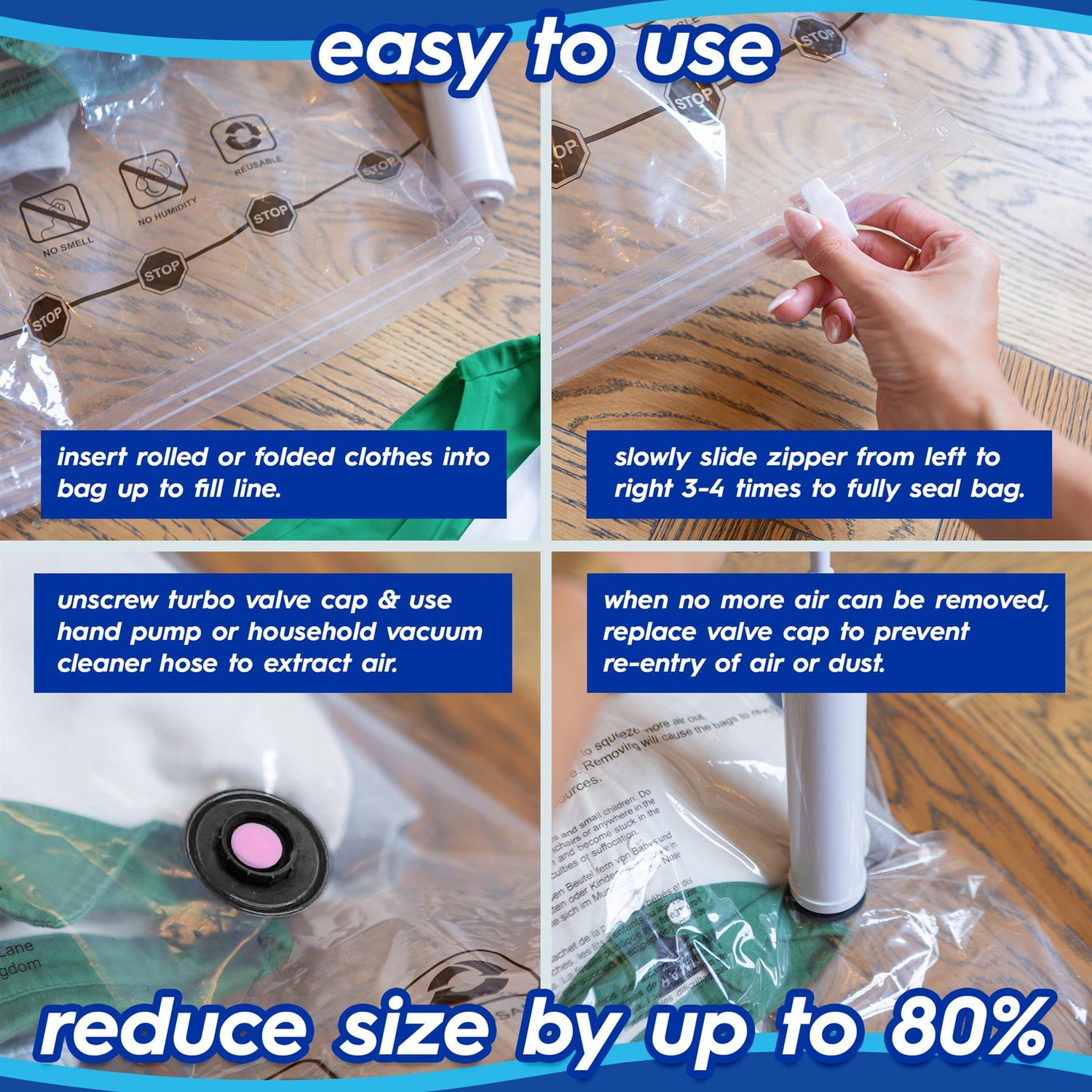 Vacuum Storage Bags - Large (60 x 80cm) - Grey - Pack of 5