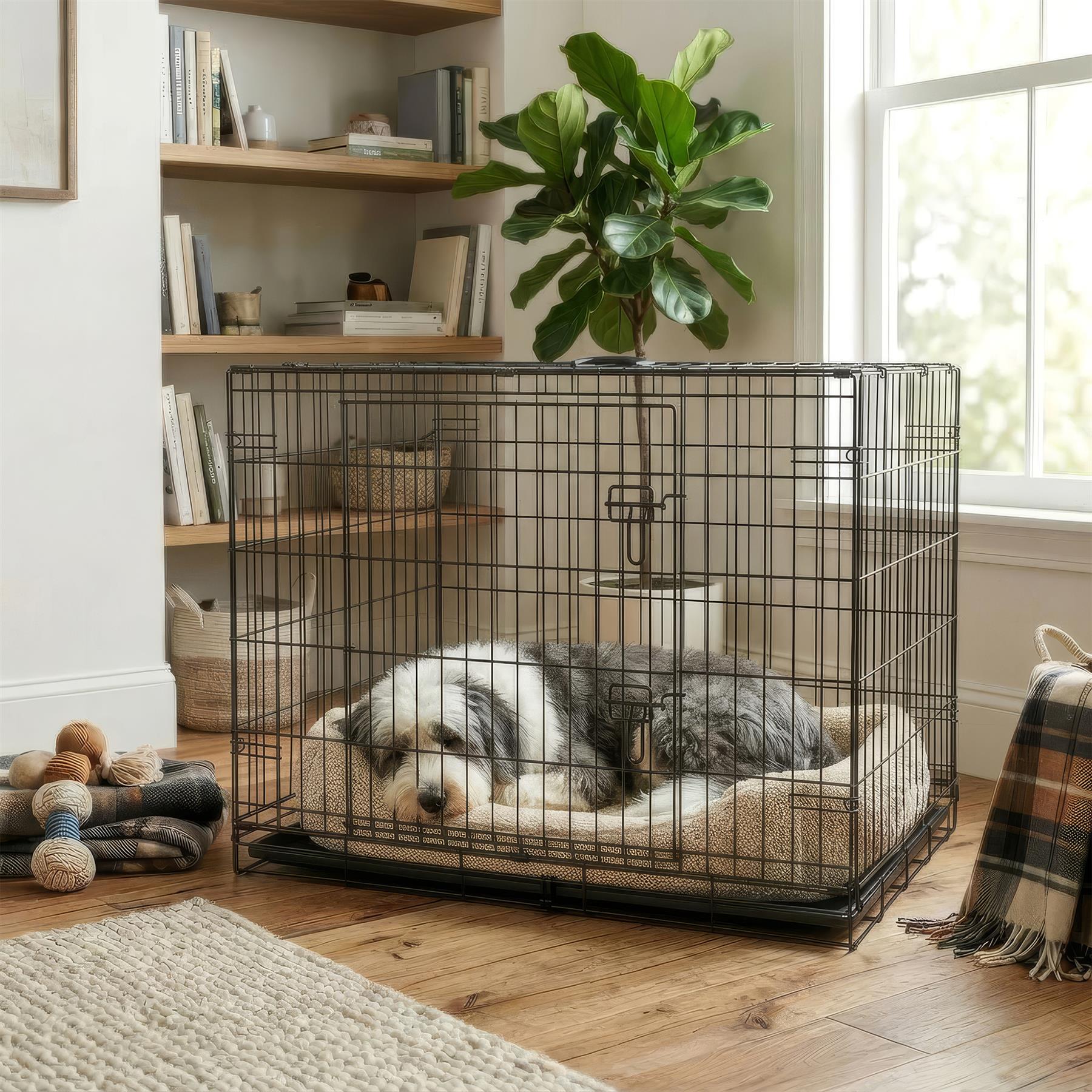 2 Door Metal Dog Crate with Removable Tray - Large