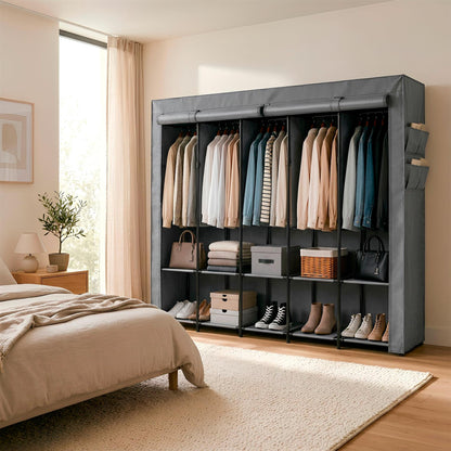 Portable Fabric Wardrobe - 211 x 45 x 167cm - Grey