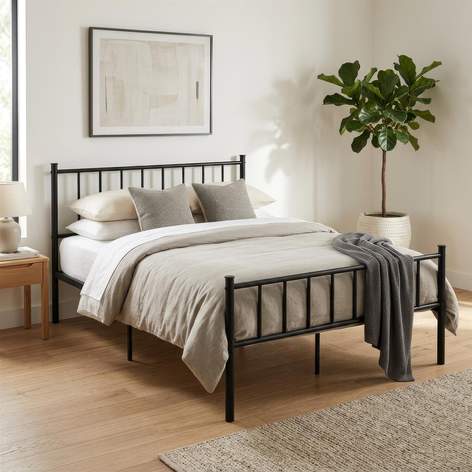 Double Metal Bed Frame - 4ft 6" - Black