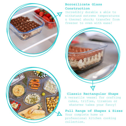 Rectangular Glass Cake Dish - 22cm x 16.5cm