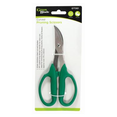 Green Stainless Steel Curved Garden Scissors - 17.5cm - By Green Blade